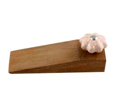 2 Pieces Baby Pink Crackle Ceramic Melon Wooden Door Stopper